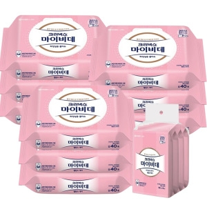 크리넥스 마이비데 밸런스케어 화장실용 물티슈 캡형 40매 + 리필형 10매 (캡9팩,리필4팩)_이미지