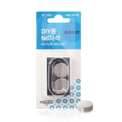 마그피아 387CTE92 DIY용 ND자석 원형 20x3T 원형자석/ MND-20-03 2개입 판 1개입