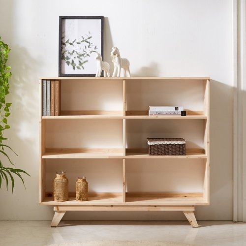 에보니아  우디 3단 삼나무 원목 책장 1200