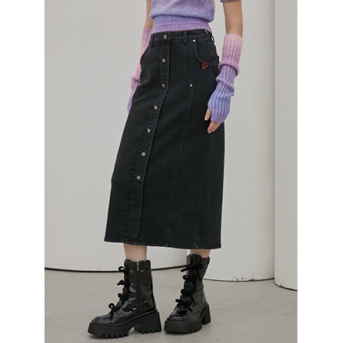 아이올리 에고이스트 EGEQ4DS160 절개 포인트 슬림 H라인 롱 데님스커트 25년 겨울