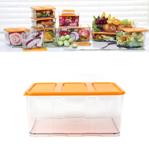 썬라이즈 네오블럭 3칸딥 2460ml 밀폐용기-오렌지