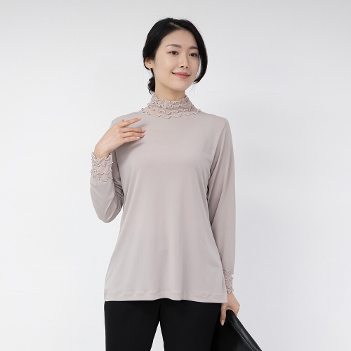 모슬린 엄마옷 물결 스판 터틀 티셔츠 TP515450 중년여성의류/50대/60대/마담/빅사이즈