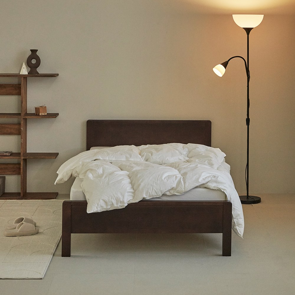 퍼니코 로그 고무나무 원목 침대 SS (텐셀포켓필로우탑)_이미지