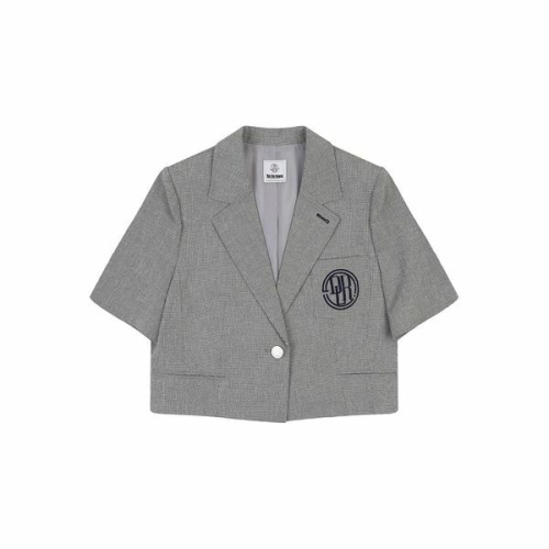 에꼴드파리 포켓자수 체크 반팔 자켓_RB35WJAM13Z