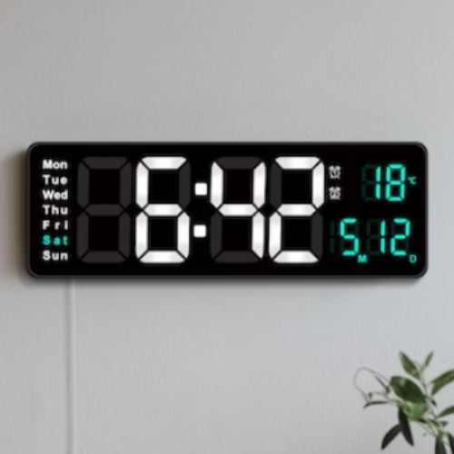 레벤데코 빅 스퀘어 LED 캘린더 시계 그린