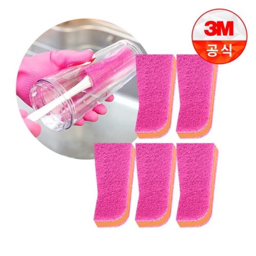 3M 스카치브라이트 보틀 수세미 리필 플라스틱용 1매 (5개(5매))