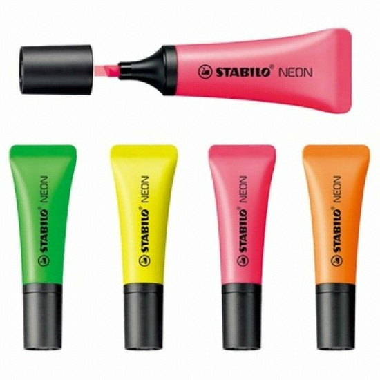 스타빌로 네온 튜브 하이라이터 형광펜 (10개)_이미지