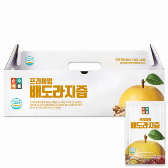 순수식품 프리미엄 배도라지즙 80ml 25포 (4개)_이미지