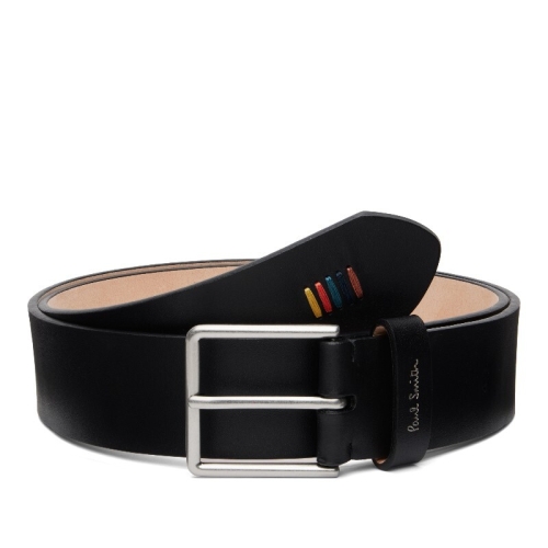 폴스미스 남성 블랙 가죽 아티스트 스트라이프 스티치 벨트 261260M131002