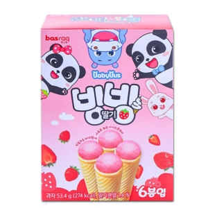 바스락 바스락 빙빙딸기 53.4g 6개입  아이스콘모양과자_이미지