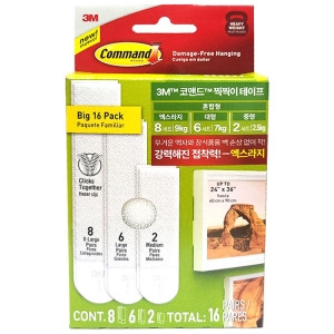 3M 코맨드 찍찍이 테이프 혼합 16세트 17218