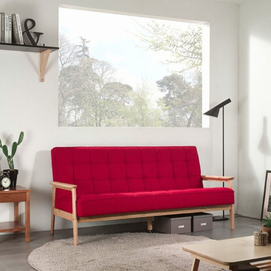 루온퍼니처 모던애쉬 패브릭 레드 소파 3인용