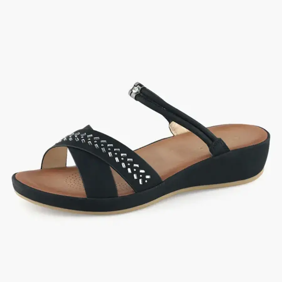 베어파우 RHONDA 블랙 여성 쿠션샌들 K1939001PB-W_이미지