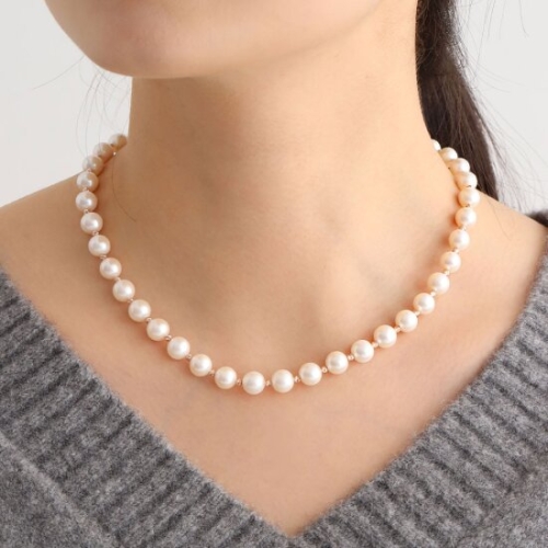 14K 컷팅볼 8mm 담수 진주목걸이 JGN0047
