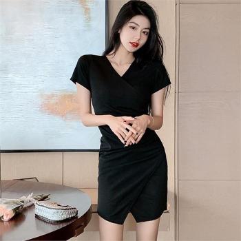 ONM 시크 블랙 미니 랩원피스 하객룩 30대 클럽 파티 반팔 S8653202