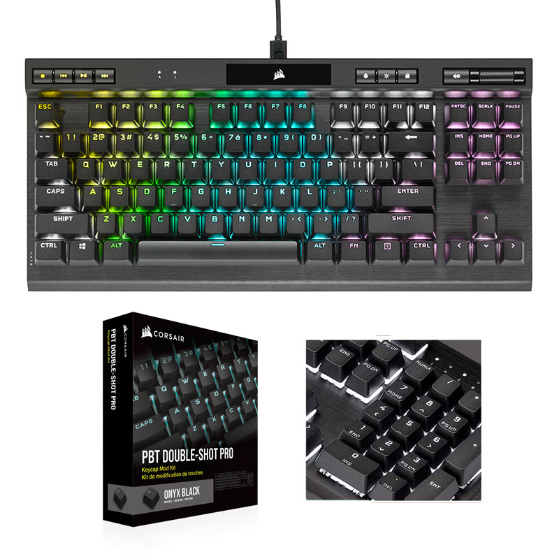 CORSAIR K70 RGB TKL CHAMPION+PBT Double-shot Keycaps Pro (저소음 적축, 블랙)_이미지