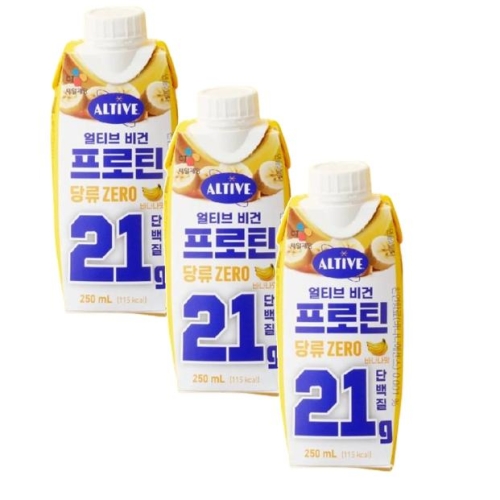 CJ제일제당 얼티브 비건프로틴 당류 ZERO 바나나 250ml (3개)_이미지