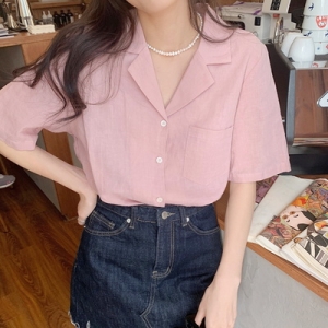 드레스날다 매력적인멋짐 베이직 반팔 블라우스 mbl1431