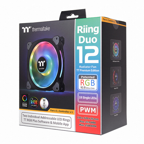써멀테이크 Riing Duo 12 RGB 라디에이터 팬 TT 프리미엄 에디션 (컨트롤러/3팩)_이미지