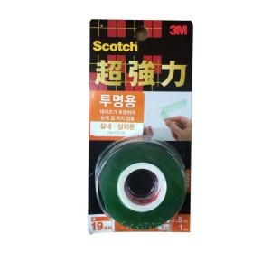 3M 스카치 KTD-19 초강력 투명 양면 테이프 실내외용 19mm x 1.5m (1개)_이미지