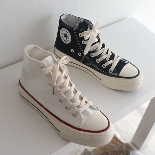 [불명] W583FAE  캔버스화 여자단화 통굽스니커즈 키높이운동화 하이탑  42127