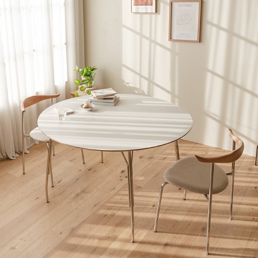 레트로하우스 아르네 원형 HPM 식탁 1200 (내추럴의자2개)_이미지