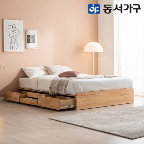 동서가구 이즈 레스트 원목 4서랍 수납 침대 Q (매트별도)_이미지