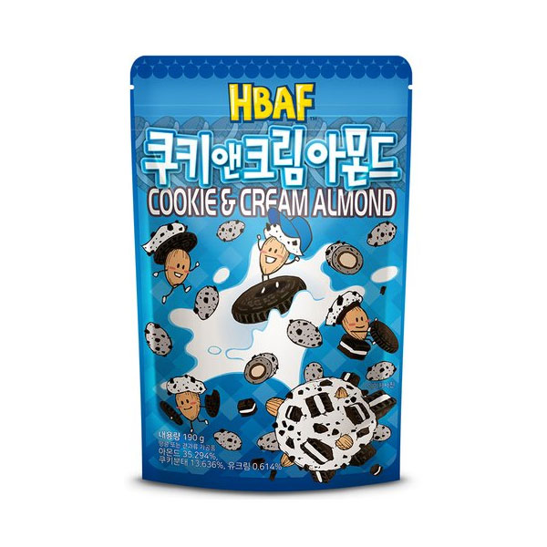 (주)바프 HBAF 쿠키앤크림 아몬드 190g (1개)