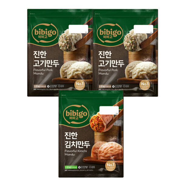 CJ제일제당 비비고 얇은피 수제진한고기<b>만두</b> 1.12kg x 2개 + 얇은피 진한김치<b>만두</b> 1.12kg x 1개