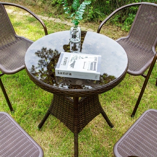 위드퍼니처 NEW 메이드 원형 야외 테이블 600 (49번의자4개)_이미지