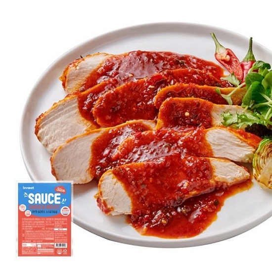 푸드나무 러브잇 슬라이스 소스 닭가슴살 매운바베큐 130g (20개)_이미지