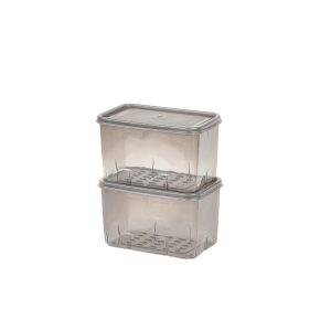 땡스소윤 냉동실 용기 밀폐용기 8호 600ml 투명그레이 2개입 1개