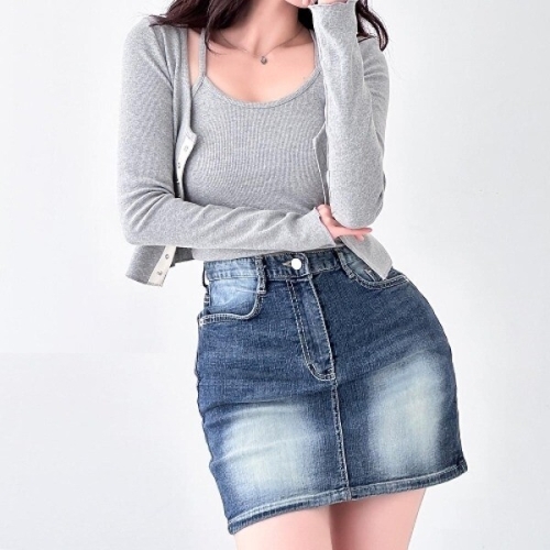 기타 브이와이 VY 여자 가을 캐주얼 중청 스커트_SK4027_18910085_5_이미지