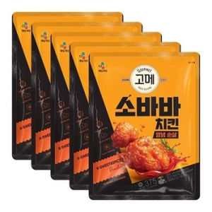 CJ제일제당 고메 소바바치킨 양념 순살 375g (5개)_이미지