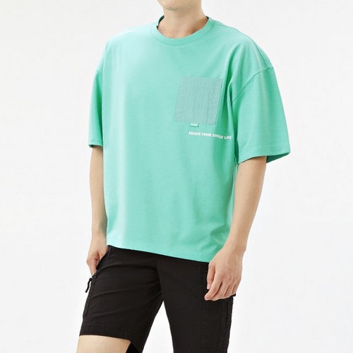 체이스컬트 오버핏 우븐 포켓 포인트 티셔츠 ABAU5839D0S_이미지