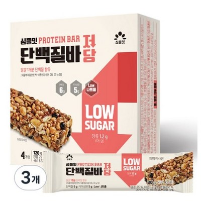 심플잇 단백질바 저당 4p (120g,6개)_이미지