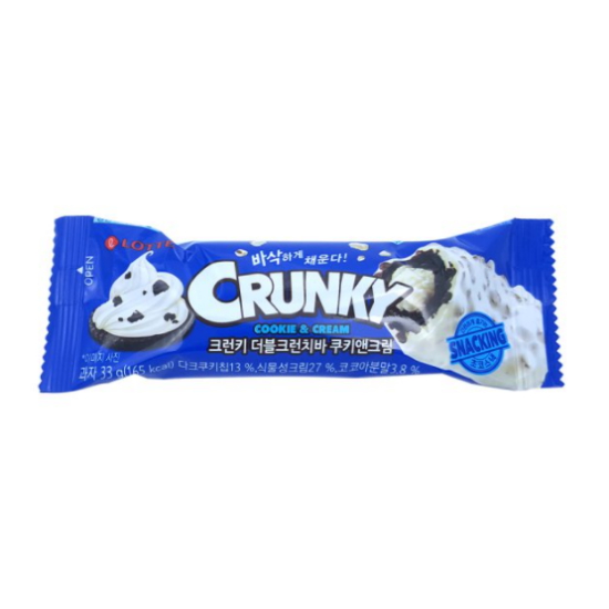 롯데웰푸드 크런키 더블크런치바 쿠키앤크림 33g (20개)