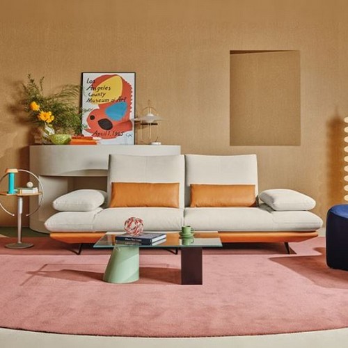 에싸 지라프 와이드 스윙기능 카시미라 패브릭 소파 3인용 (스툴별도)