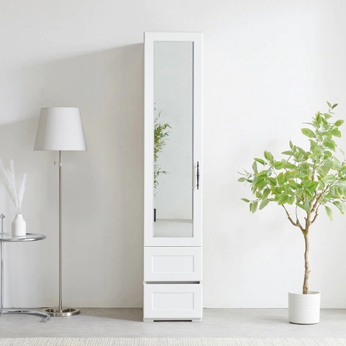 아이홈가구 어썸 전신거울 2단서랍 틈새옷장 400