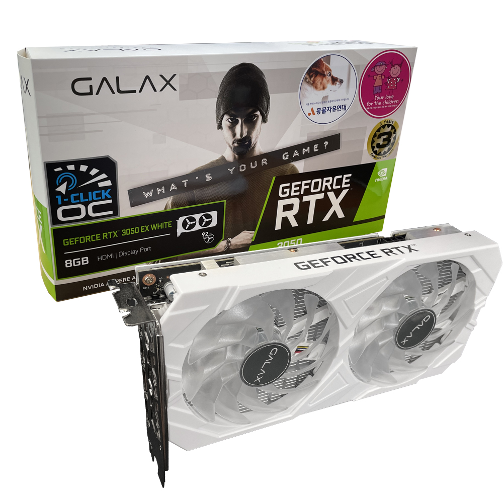 GALAX 갤럭시 지포스 RTX 3050 EX WHITE OC D6 8GB