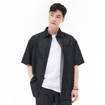 체이스컬트 HC24 남성 데님 반팔 셔츠 M-XL 원워싱 진청 흑청 오버핏 셋업 청 S33391791_이미지