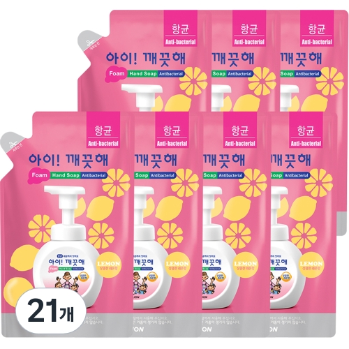 CJ라이온 아이깨끗해 레몬 항균 폼 핸드 솝 리필 200ml (21개)