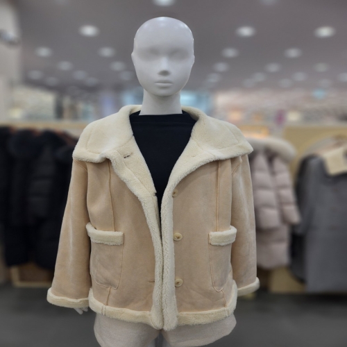 플라스틱아일랜드 여성용 시어링카라 무스탕 자켓 PQ4MJ581 S 베이지_이미지