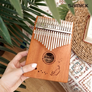 삼익 칼림바 SKLB-17 고양이 올솔리드 마호가니 17키 음계각인 일러스트