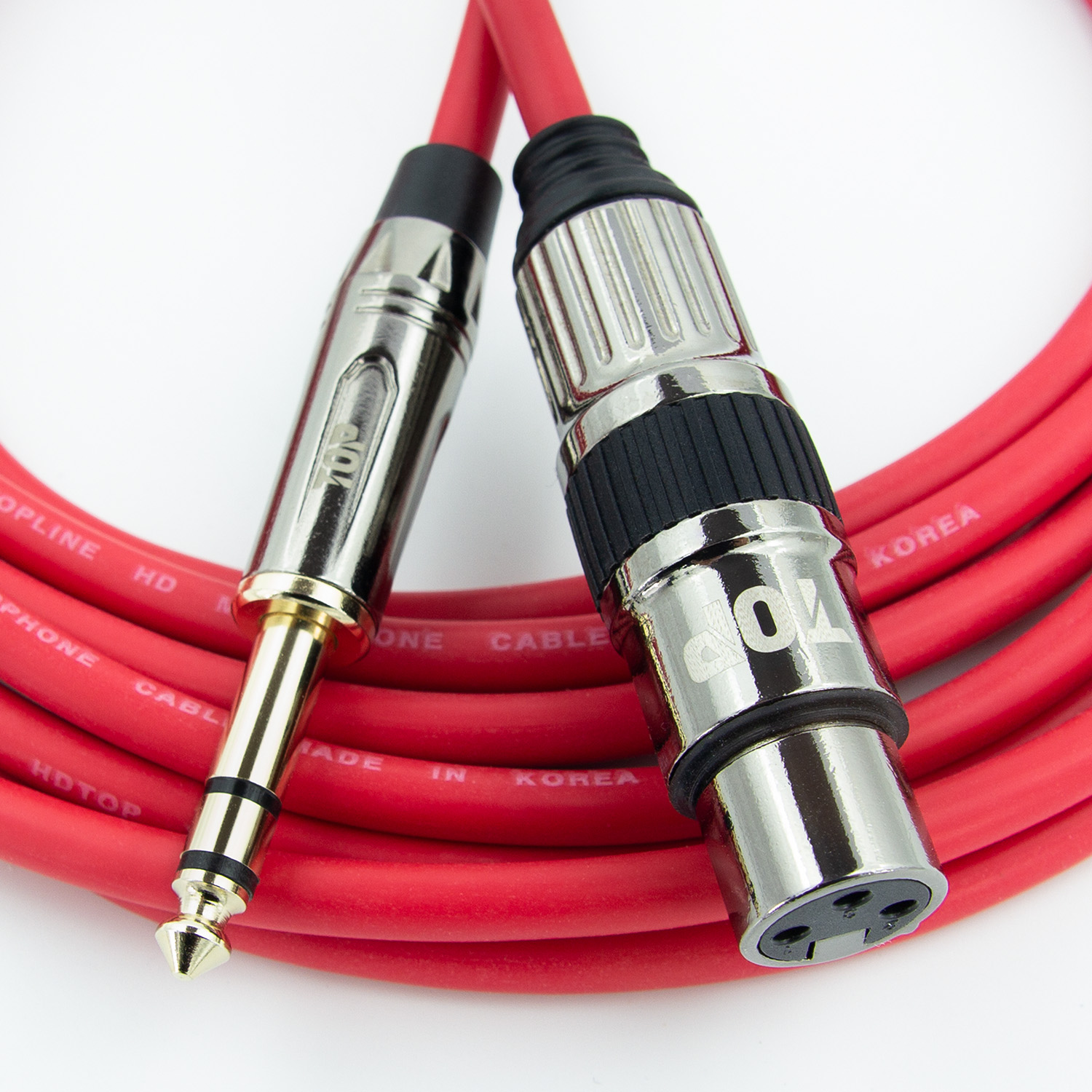 탑라인에이치디 HDTOP 메탈 5.5스테레오 to XLR 암 마이크 케이블 레드 (10m, HT-TP4338)_이미지