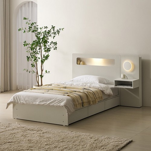 BIF보루네오 호텔라인 KC822 서랍 LED침대 SS+협탁 (매트별도)_이미지