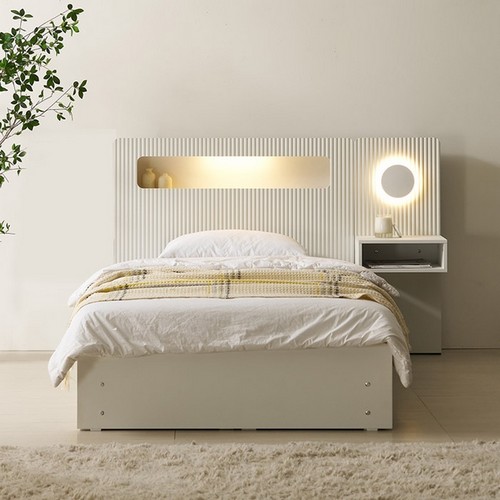 BIF보루네오 호텔라인 KC822 서랍 LED침대 SS+협탁 (매트별도)_이미지