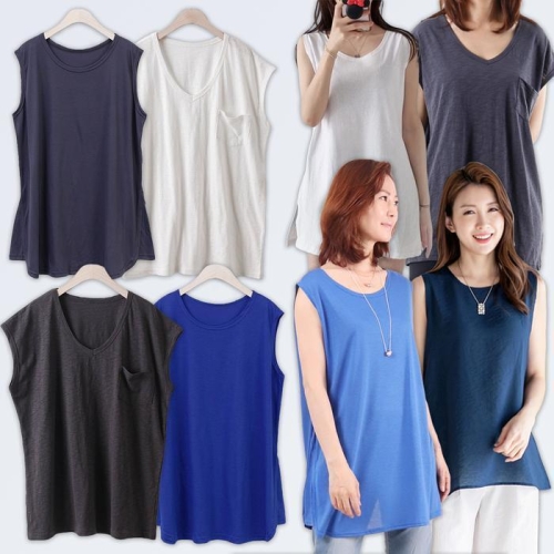 강물처럼 빅사이즈 나시 중년 엄마 마담 미시 옷 민소매 티셔츠 13928369A