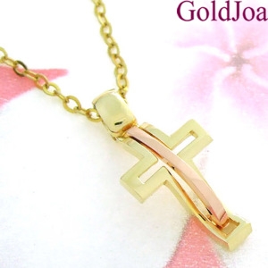 골드조아 남여공용 굴곡 십자가 콤비 14k메달 s-ps1047