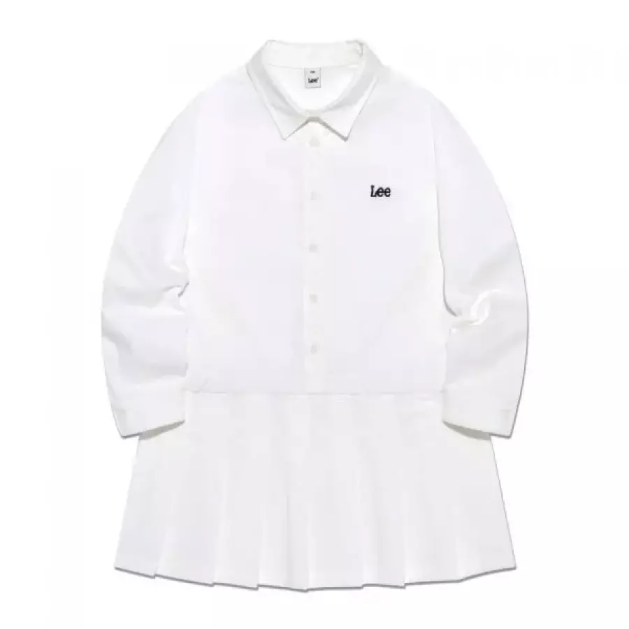 LEE 리 키즈 KIDS 플리츠 주름 코튼 면 셔츠 블라우스 상의 레귤러핏 원피스 화이트 LK2403OP70WH 4055516